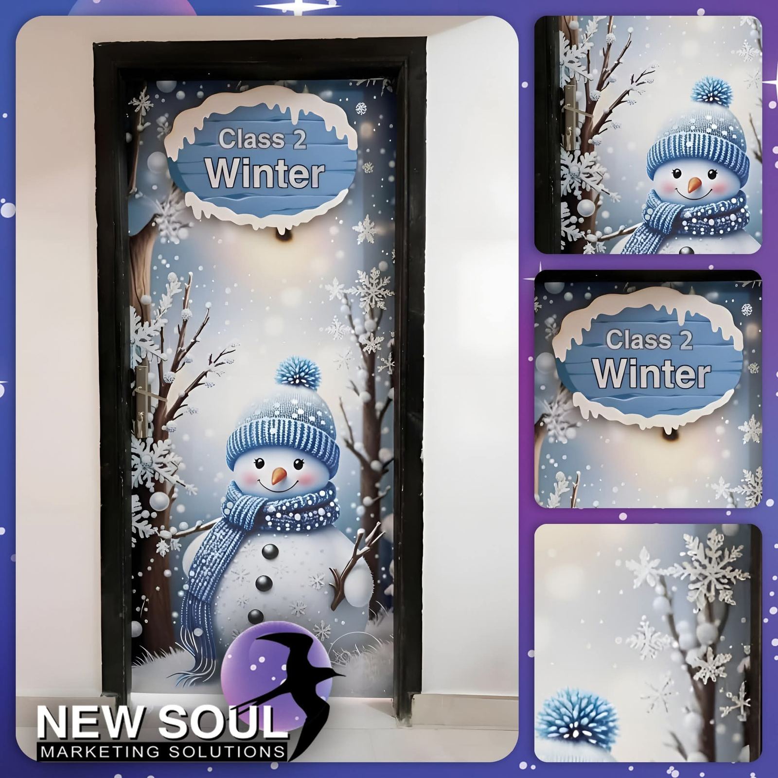 باب فصل مصمم بعالم الشتاء Winter مع رجل الثلج
