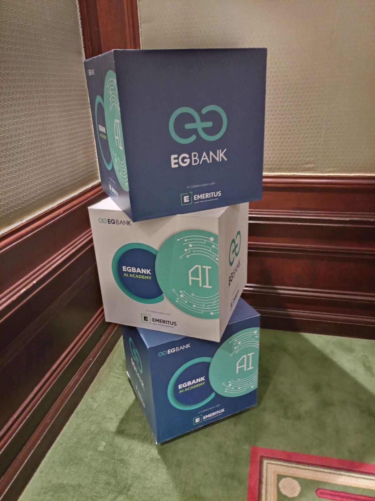 علب تعبئة فاخرة مطبوعة لحقائب فعالية EGBank AI Academy