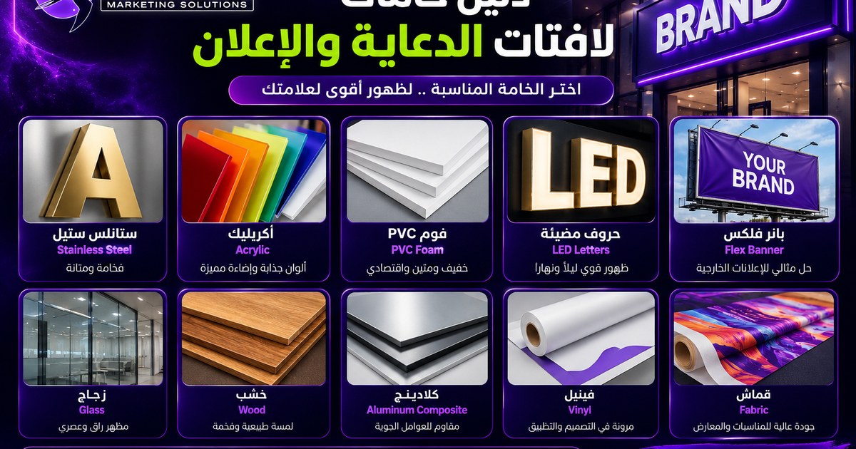 دليل خامات لافتات الدعاية والإعلان